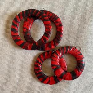 Idrissa I Les boucles d'oreilles en wax rouge
